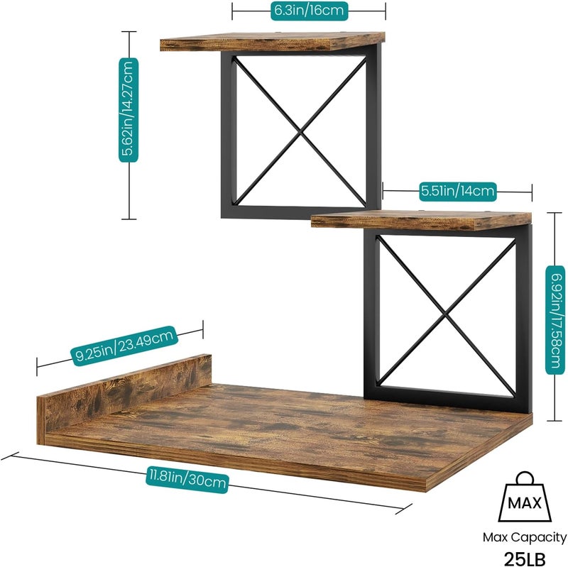 ELITEROO Desk Shelf Organizer, Wood Desktop Organizer Small Bookshelf, 3 Tier Storage Shelf Riser Display Stand for Office Decor and Desk Accessories, Rustic Brown Black - Image 3